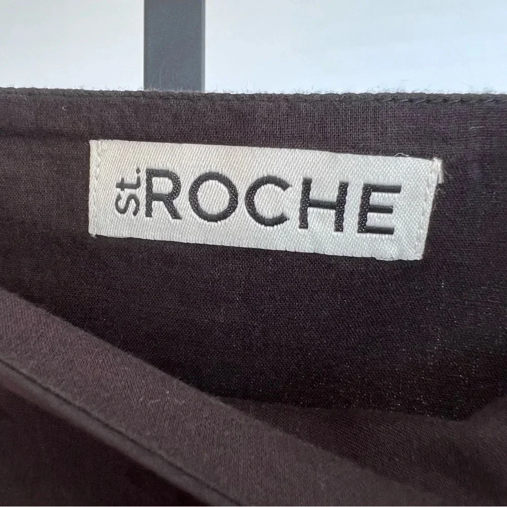 St Roche Winona Crochet Pleated Midi Skirt Black 8 NWT Organic Cotton Feminine - Picture 4 of 9